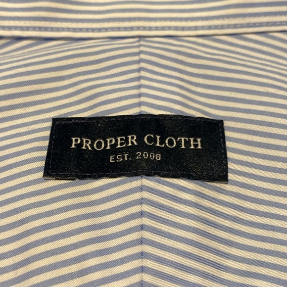Proper Cloth Thomas Mason Wrinkle Resistant Light Blue Stripe Shirt XL Slim 2024 - Picture 1 of 10